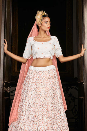 Milk White Designer Lehenga