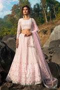 Lehenga Pink With White Embroidery Soft Net Lehenga saree online