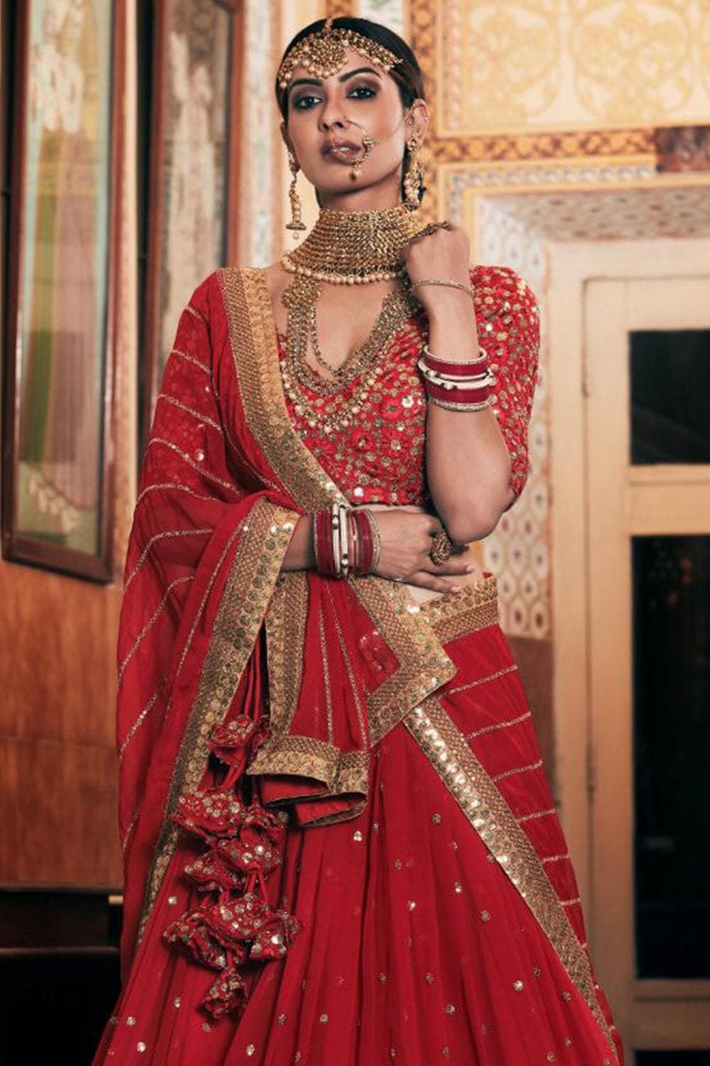 Bollywood Neha Kakkar Wear Red Wedding Lehenga Choli – Cygnus Fashion