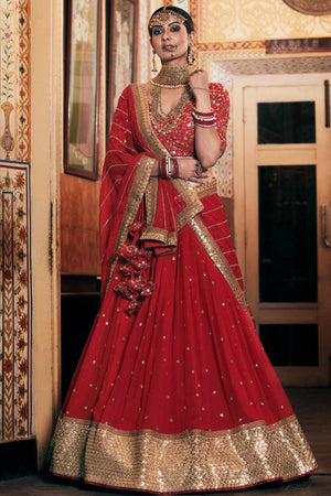 Rose Red Designer Lehenga Choli