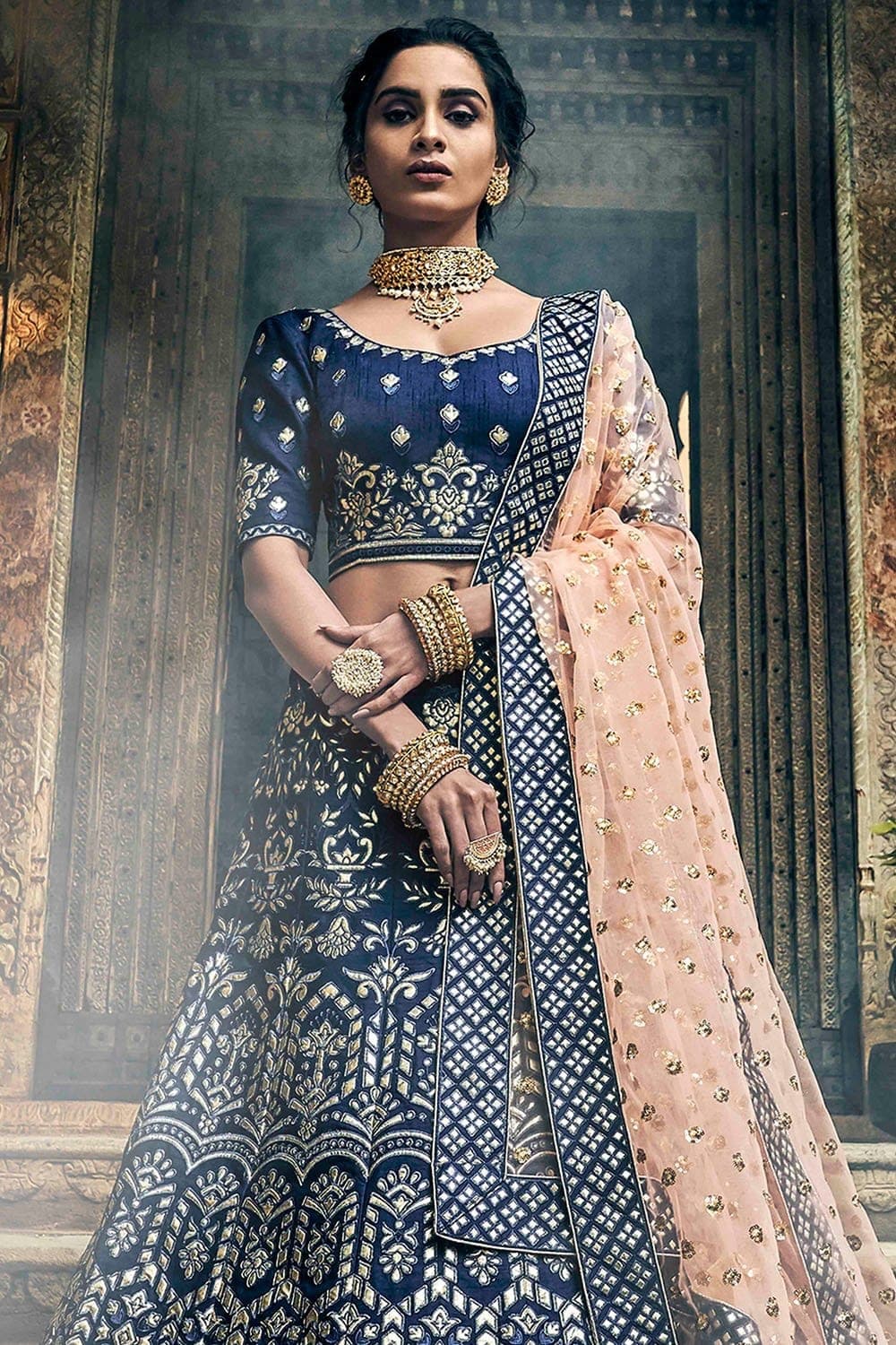 Buy Ravishing Royal Blue Color Wear Thread Embroidered Designer Heavy Net Lehenga  Choli | Lehenga-Saree