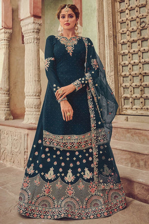 blue lehenga suit