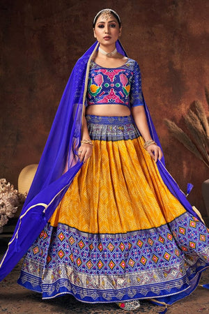 Yellow Blue Dual Tone Lehenga