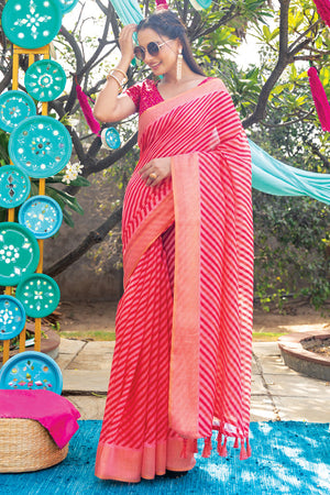 Cerise Pink Leheriya Saree