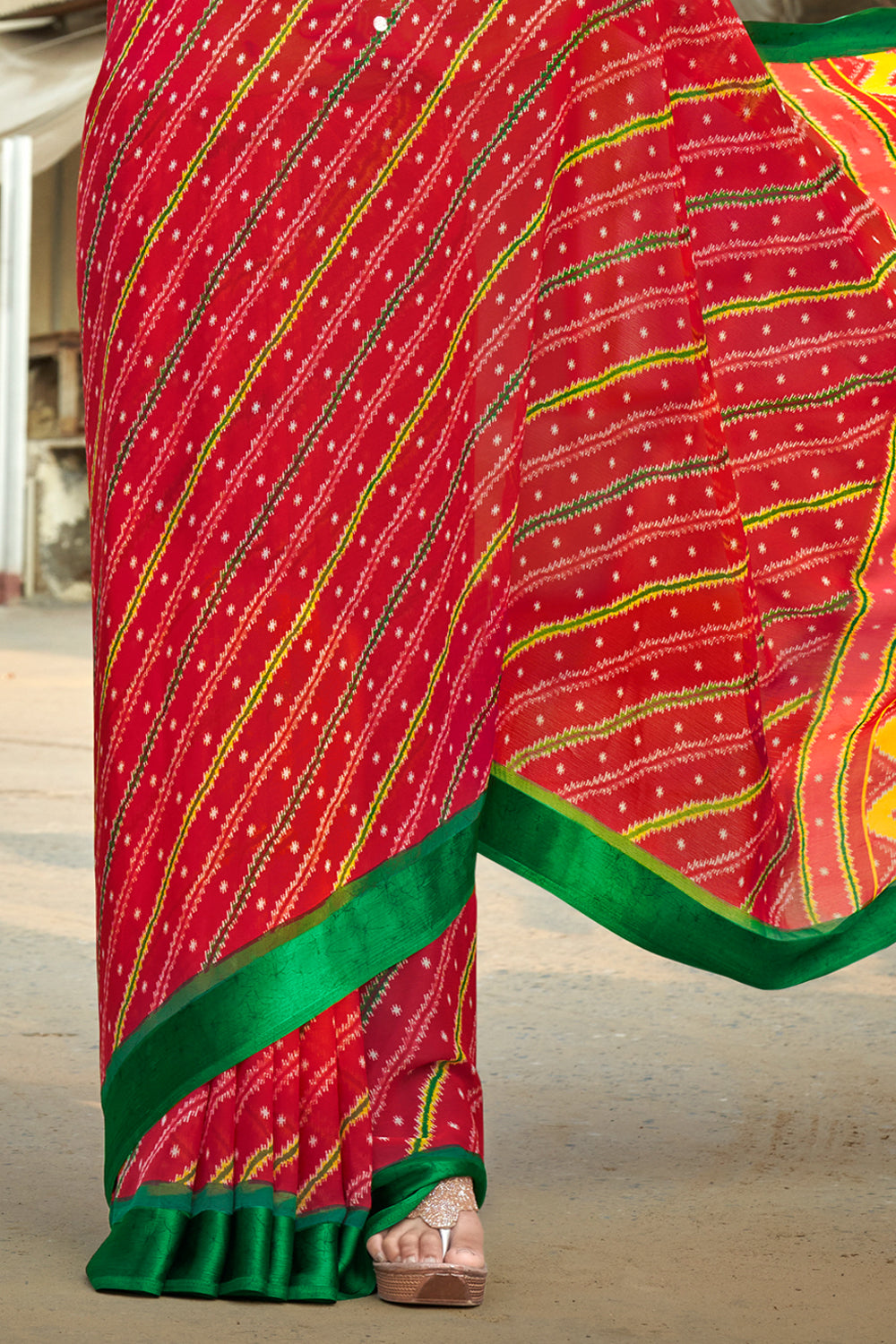Buy PK HUB Rajasthani Womens Chiffon Fabric Leheriya Saree Traditional  Ethnic Sari Jaipuri Fashion Dress (Green) at Amazon.in