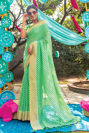 Fern Green Leheriya Saree