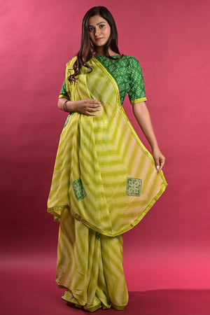 Mint Green Leheriya Saree