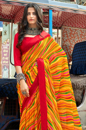 multicolour leheriya saree