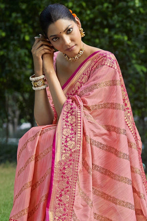 Rose Pink Leheriya Saree