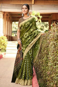 Linen Saree Army Green Printed Linen Saree saree online