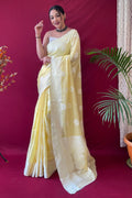 yellow linen saree