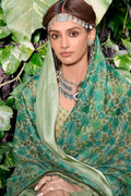 Beautiful Asparagus Green Cotton Linen Blend Saree