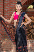 Linen Saree Beautiful Black Cotton Linen Saree saree online