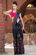 Linen Saree Beautiful Black Cotton Linen Saree saree online