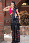 Linen Saree Beautiful Black Cotton Linen Saree saree online