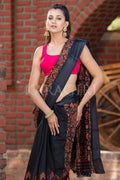 Linen Saree Beautiful Black Cotton Linen Saree saree online