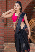 Linen Saree Beautiful Black Cotton Linen Saree saree online