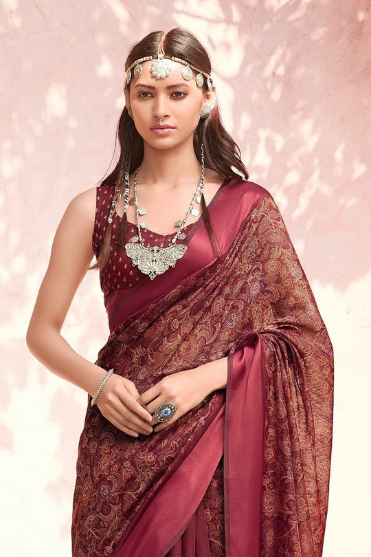 Beautiful Brown Cotton Linen Blend Saree