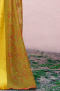 Beautiful Dijon Yellow Cotton Linen Blend Saree