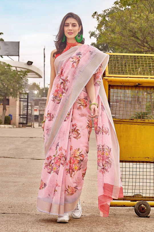 Beautiful Pastel Purple Linen Blend Saree