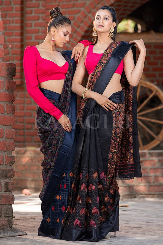 Linen Saree Beautiful Peacock Blue Cotton Linen Saree saree online