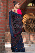 Linen Saree Beautiful Peacock Blue Cotton Linen Saree saree online