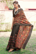 Linen Saree Beautiful Taupe Brown Cotton Linen Saree saree online