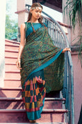 Linen Saree Beautiful Teal Blue Cotton Linen Saree saree online