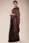 black linen saree 