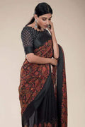 Printed linen saree