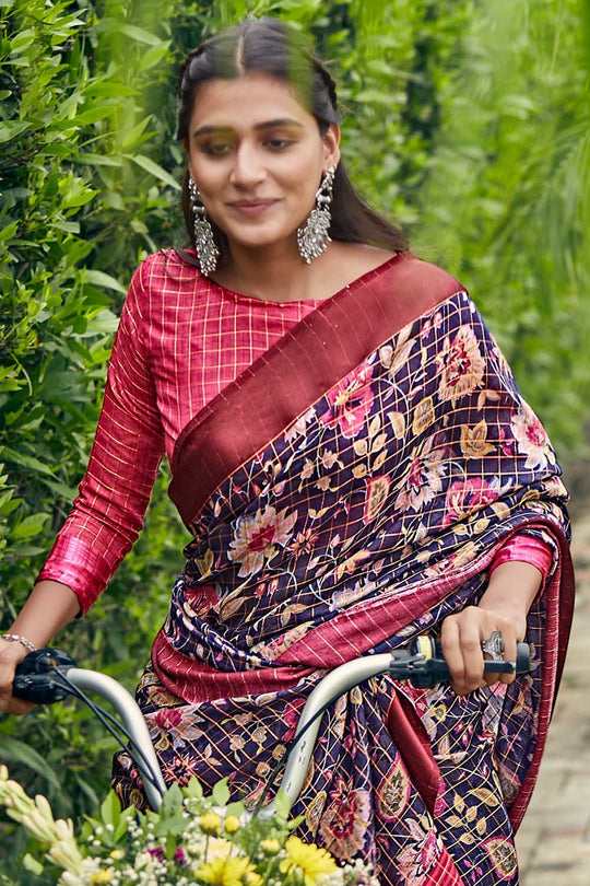 Linen Saree Blush Red Linen Saree saree online