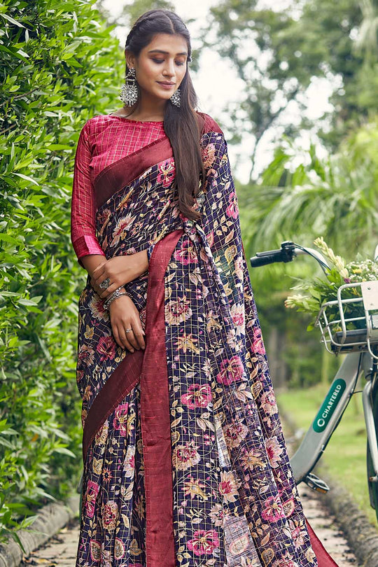 Linen Saree Blush Red Linen Saree saree online