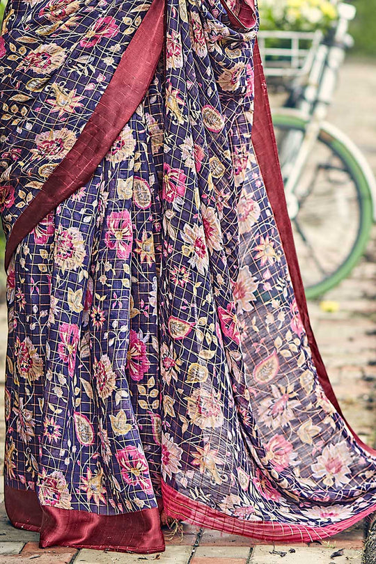 Linen Saree Blush Red Linen Saree saree online