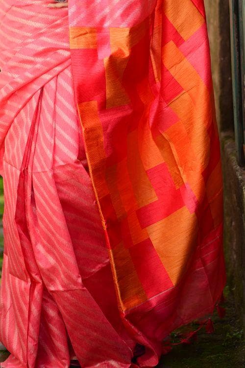 Brick Pink Linen Blend Saree