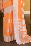 linen saree design