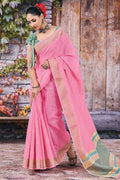 Linen Saree Bright Pink Linen Saree saree online