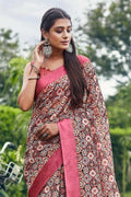 Linen Saree Candy Red Linen Saree saree online