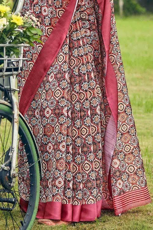 Linen Saree Candy Red Linen Saree saree online