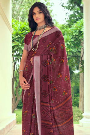 Caramel Brown Linen Blend Saree
