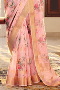 Linen Saree Carnation Pink Linen Saree saree online