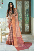 Linen Saree Chestnut Brown Digital Printed Linen Saree saree online
