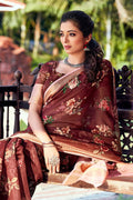 Chestnut Brown Linen Blend Saree
