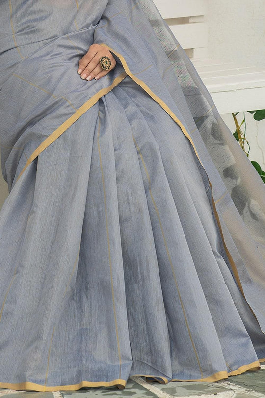 Coin Grey Linen Blend Saree
