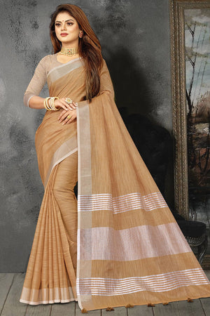 Copper Brown Linen Blend Saree