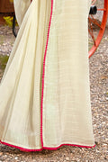 Linen Saree Cream Colour Linen Saree saree online