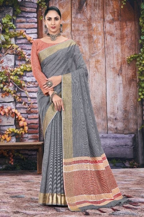 Linen Saree Davy Grey Linen Saree saree online