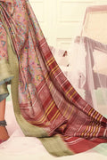 Linen Saree Digital Print Crepe Pink Linen Saree saree online
