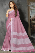 purple linen saree