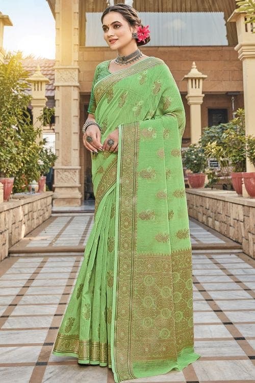 Linen Saree Fern Green Linen Saree saree online