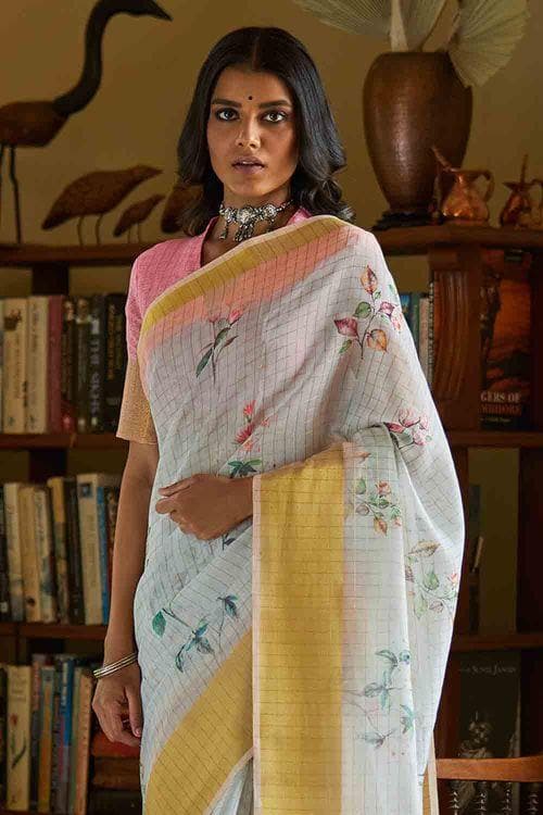 Linen Saree Fog Grey Linen Saree saree online
